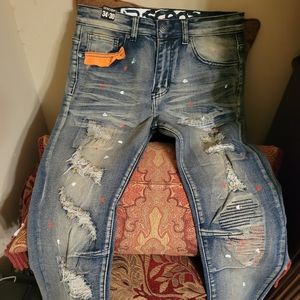Men Slim Fitted Jeans Size Dark Blue Infrared 34/30